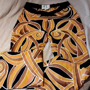 Vtg 90s One of a kind, psychedelic batik dyed spandex flares, size L, EUC